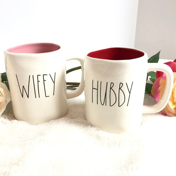 rae dunn hubby and wifey mugs